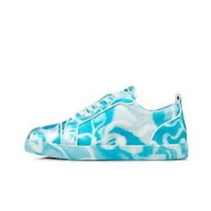 Christian Louboutin Louis Junior Spikes Low Top Sneakers Blue White Size 42